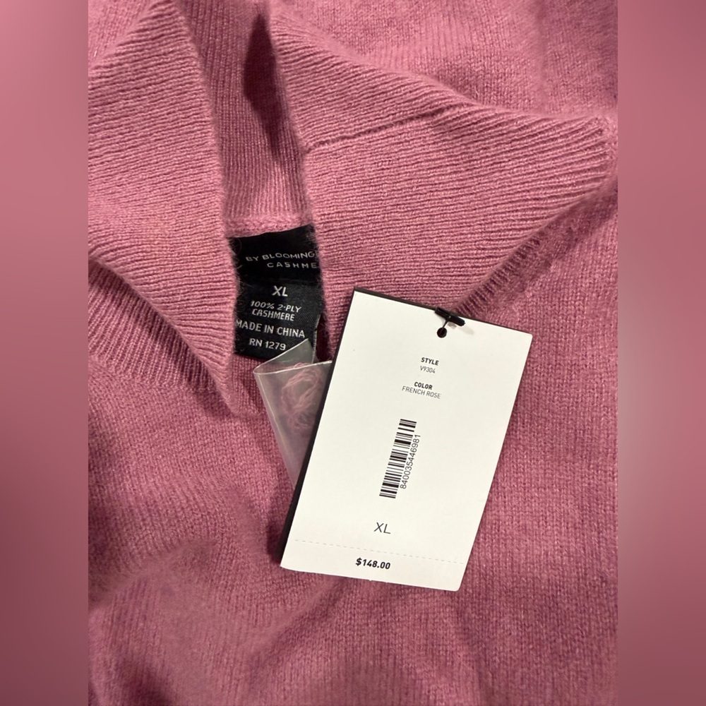 Bloomingdale’s 100% Cashmere Sleeveless Mock Neck Sweater XL Pink NWT - Picture 8 of 12